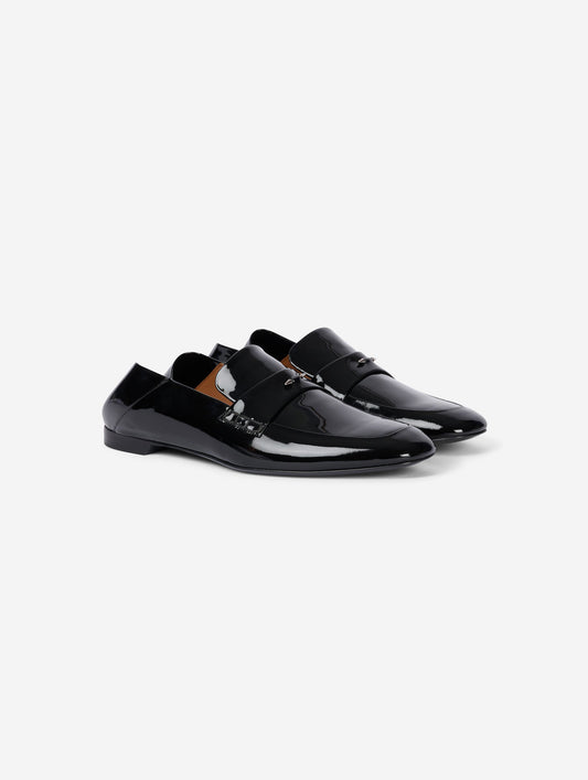 Mocassins à dos ouvert en verni noir