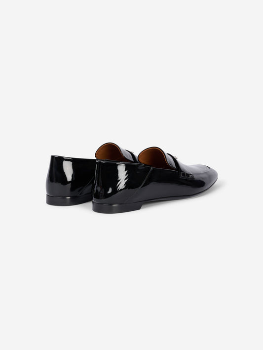Mocassins à dos ouvert en verni noir