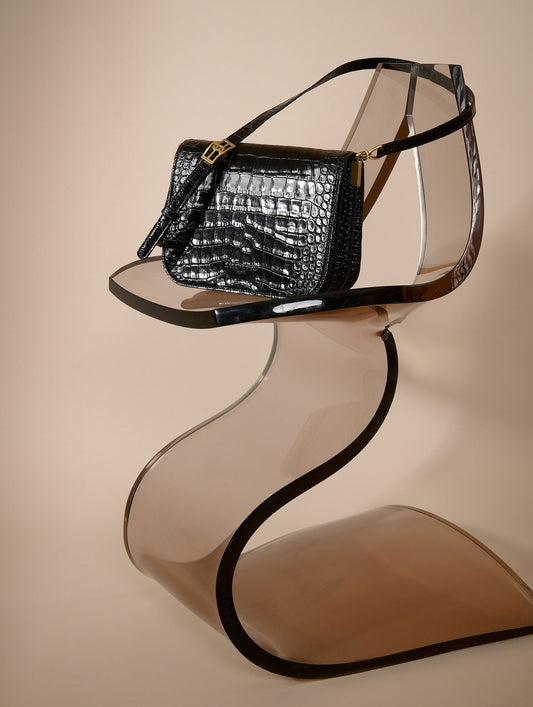 Sac "Touch Me" en cuir gaufré noir