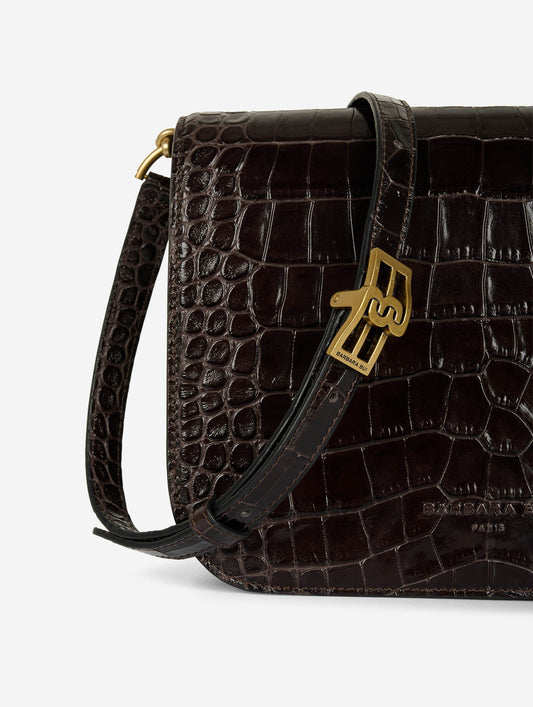 Sac "Touch Me" en cuir gaufré marron