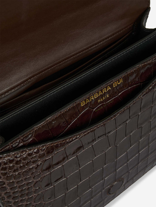 Sac "Touch Me" en cuir gaufré marron