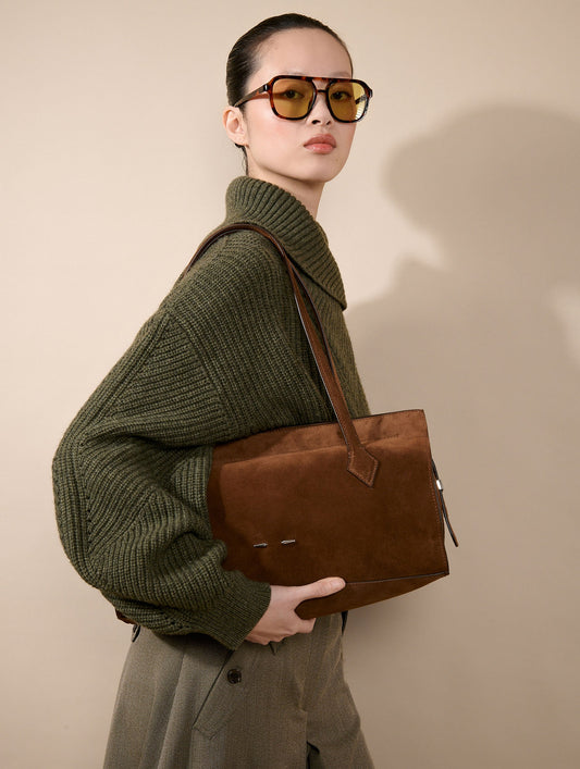"To B." bag in brown suede