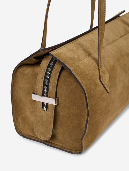 "To B." bag in taupe suede