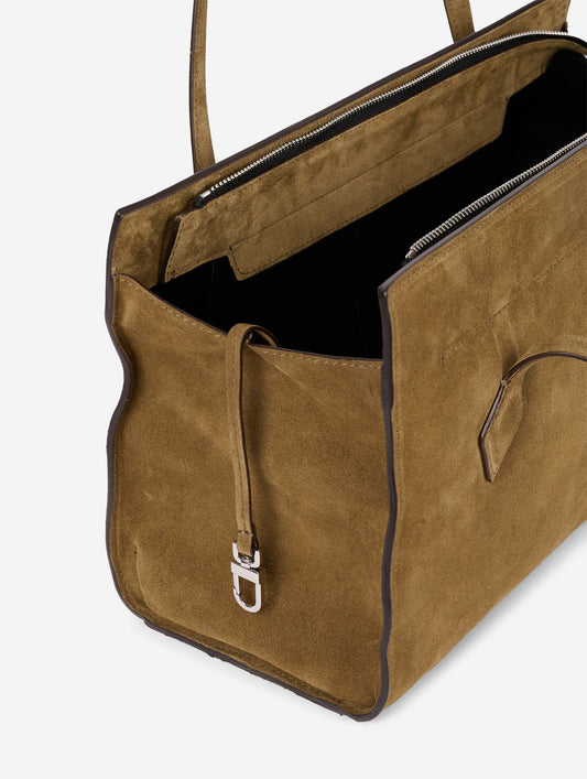 "To B." bag in taupe suede