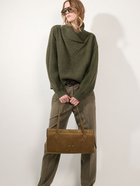 "To B." bag in taupe suede