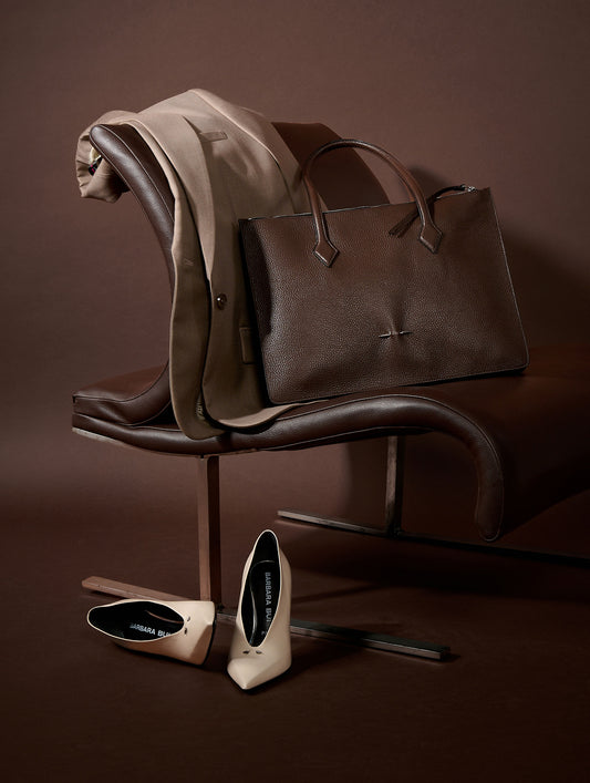 "B. Three" bag in taupe leather