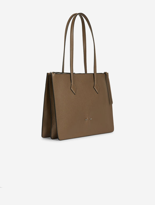 "B. Three" bag in taupe leather