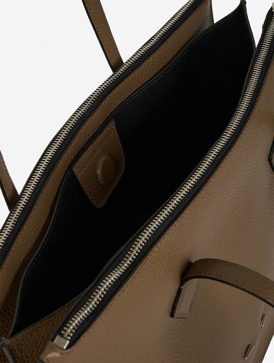 "B. Three" bag in taupe leather