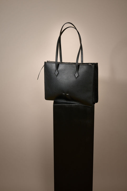 Sac "B. Three" en cuir noir