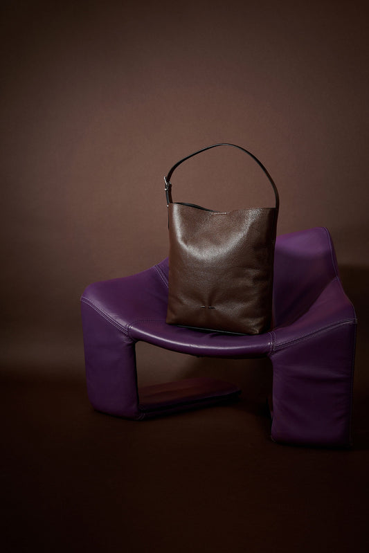 Sac petit "B. Fore" en cuir marron