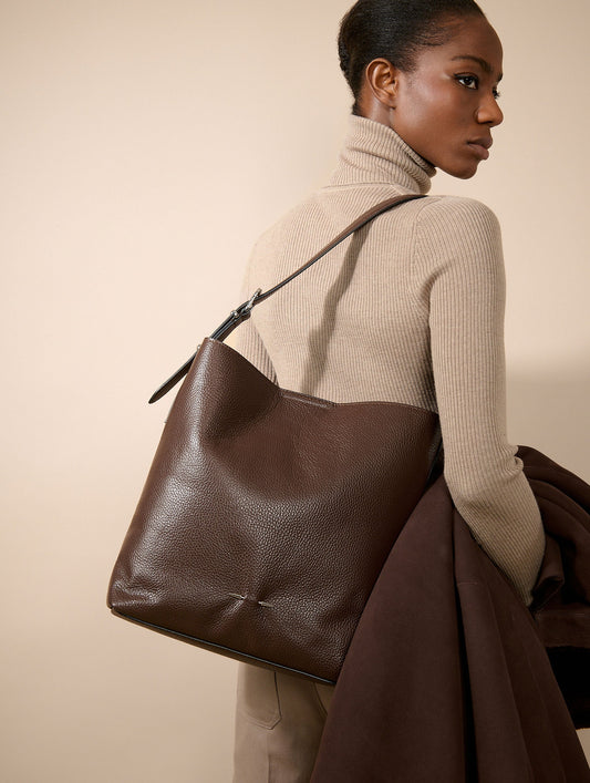 Sac petit "B. Fore" en cuir marron