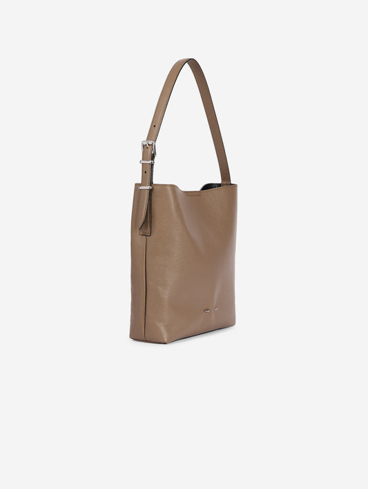 Sac petit "B. Fore" en cuir taupe