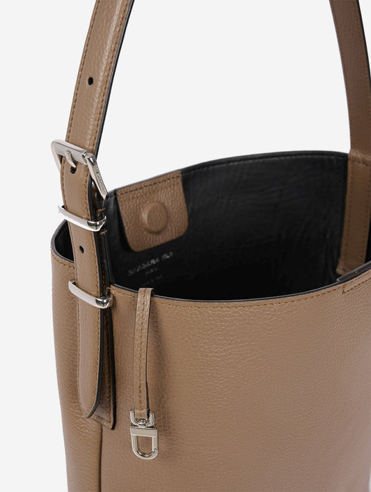 Sac petit "B. Fore" en cuir taupe