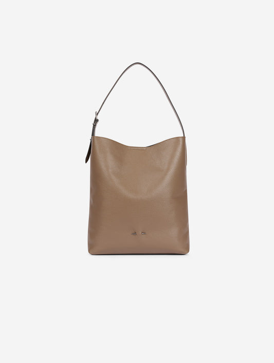 Sac big "B. Fore" en cuir taupe