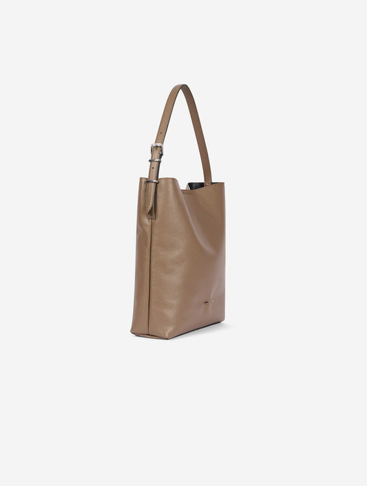 Sac big "B. Fore" en cuir taupe
