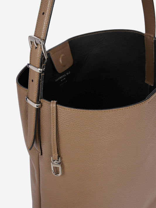 Sac big "B. Fore" en cuir taupe