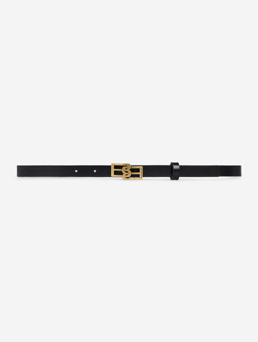 Ceinture fine en cuir noir