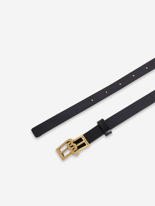 Ceinture fine en cuir noir