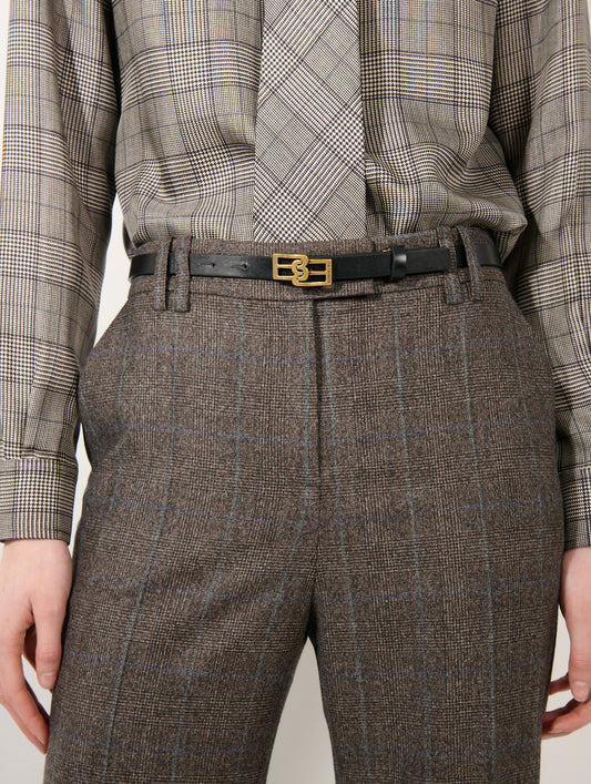 Ceinture fine en cuir noir