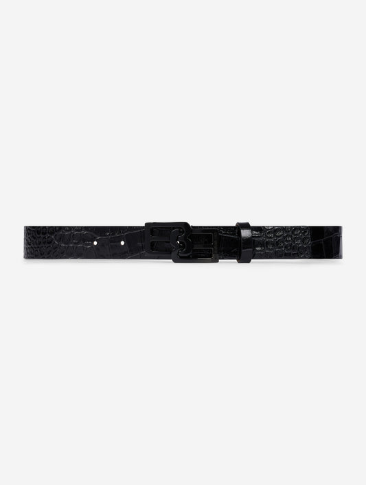 Ceinture en cuir gaufré noir