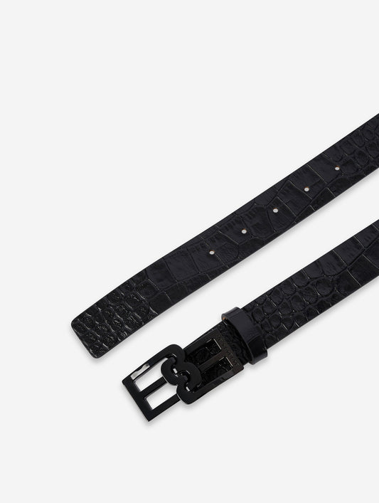 Ceinture en cuir gaufré noir