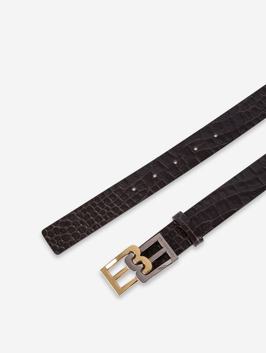 Ceinture en cuir gaufré chocolat
