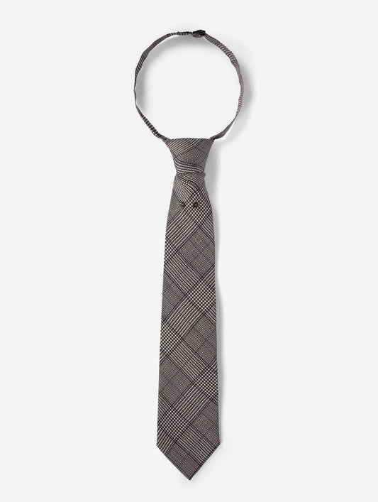 Cravate en twill de soie Prince de Galles noir