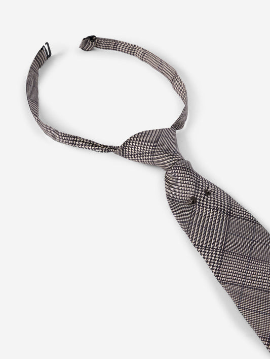 Cravate en twill de soie Prince de Galles noir