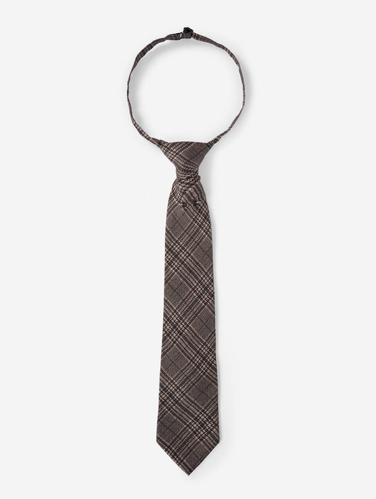 Brown Prince of Wales silk twill tie