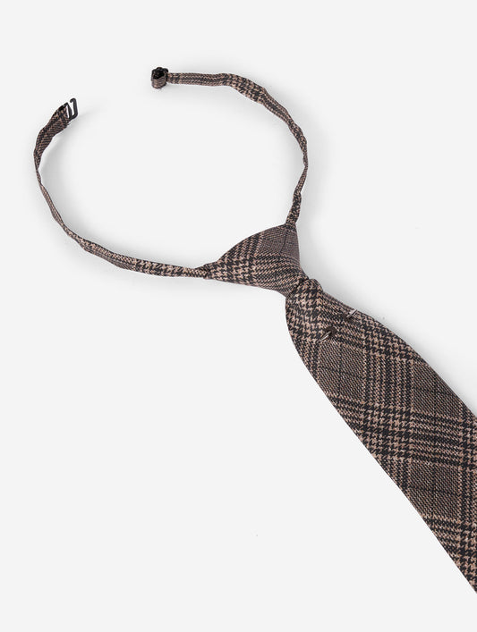 Brown Prince of Wales silk twill tie