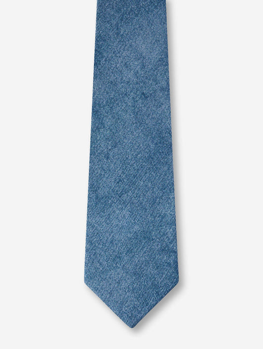 Cravate en satin de soie bleu stoné