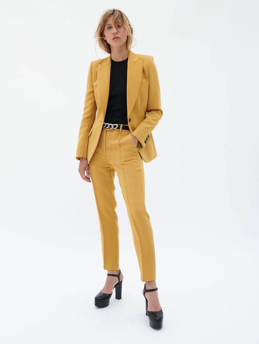 Saffron crepe suit jacket with zip sleeves