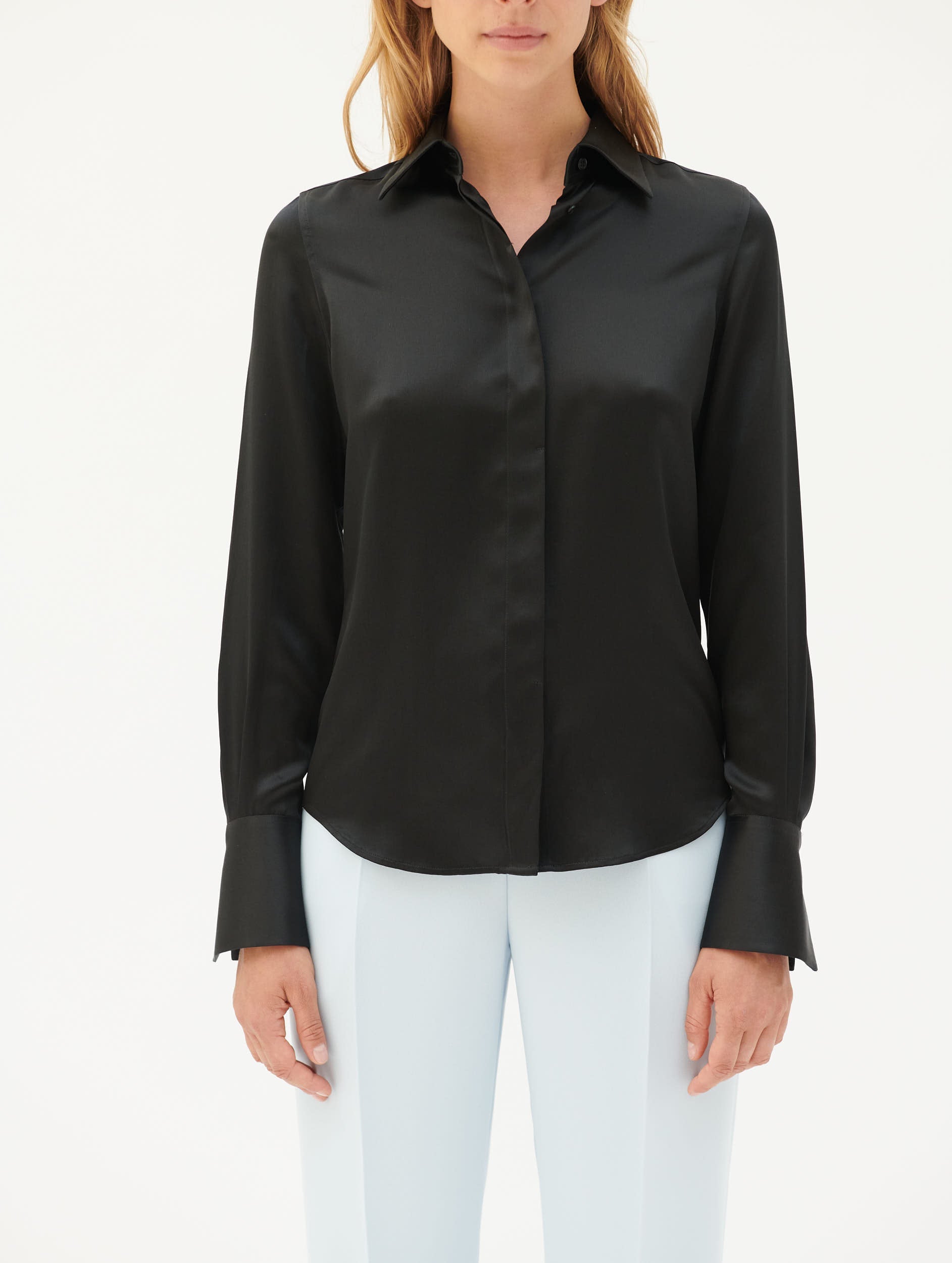 Black silk on sale dress shirt womens