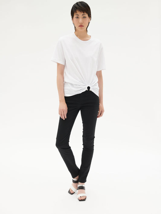 White cotton jersey T-shirt with jewel detail