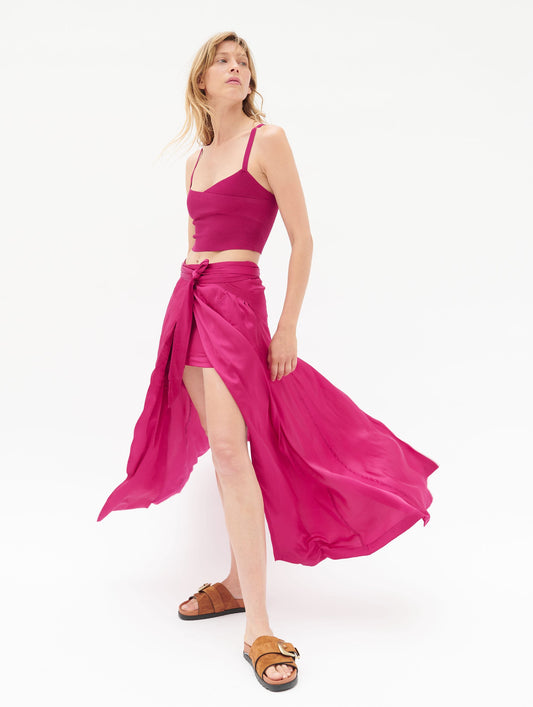 Long 2-in-1 skirt in pink Angel Skin  
