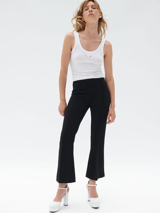Black crepe 7/8 length flared trousers