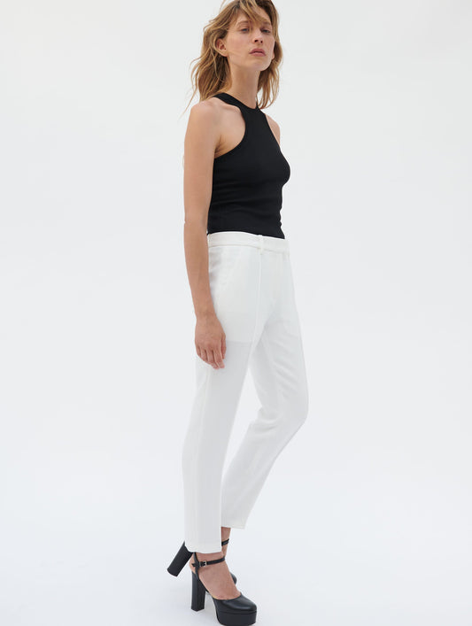 White crepe Roxy trousers