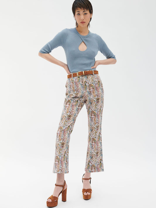 7/8 cashmere jacquard trumpet trousers 