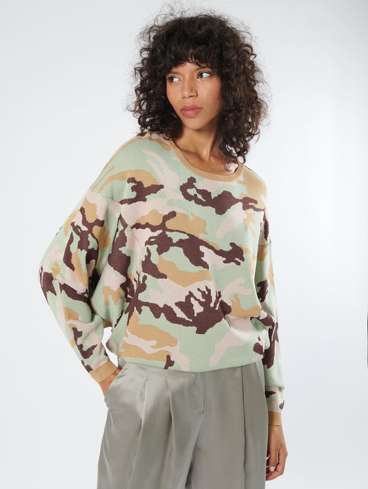 Camouflage knit sweater