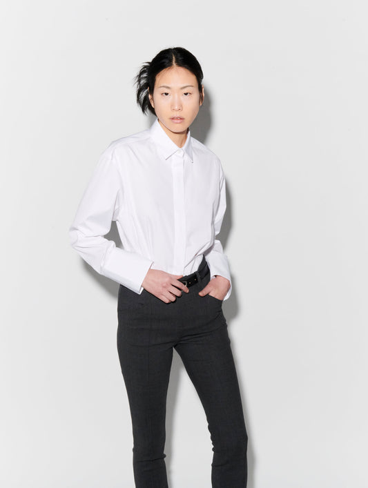 White cotton poplin fitted shirt