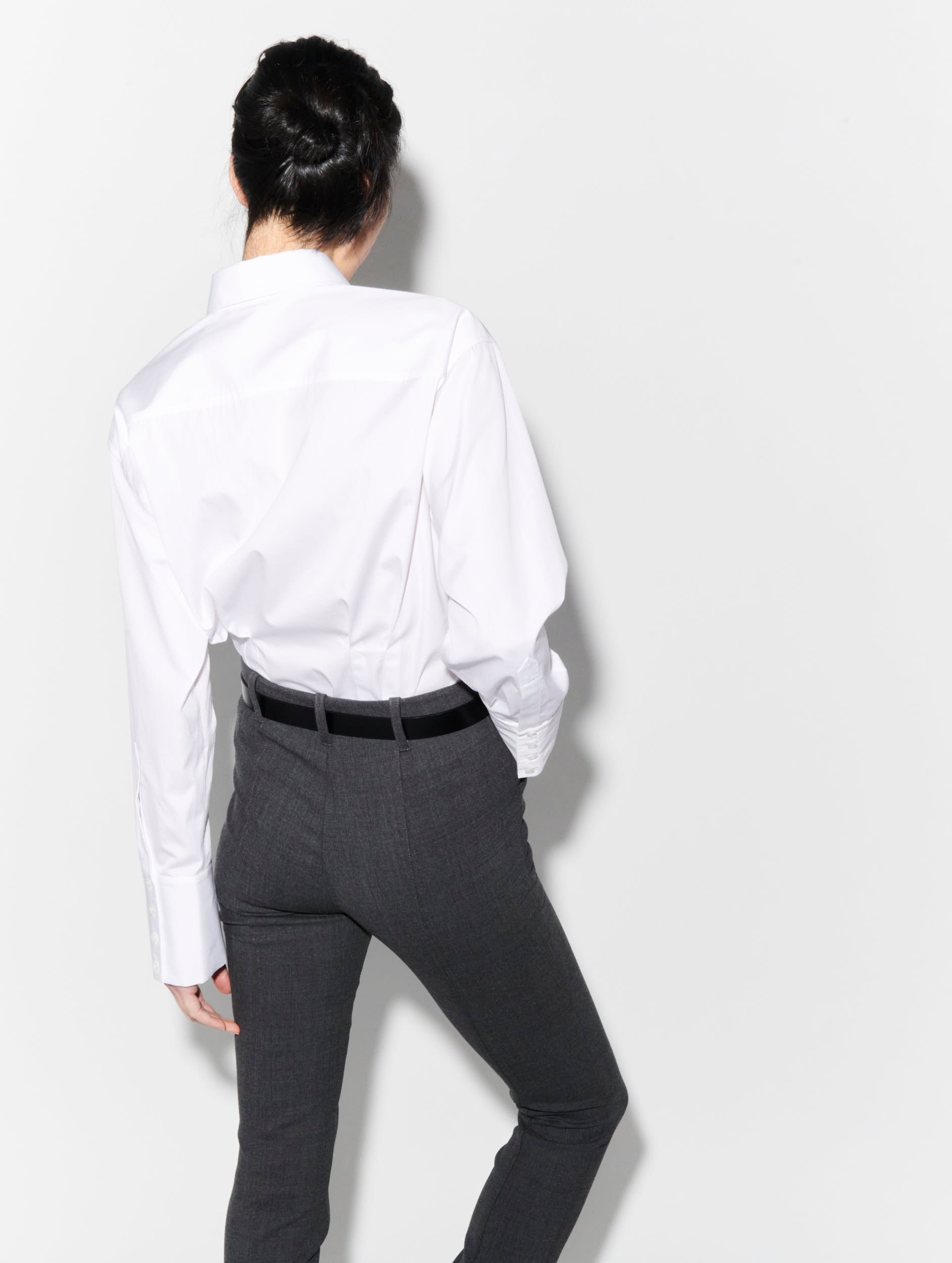 White cotton poplin fitted shirt