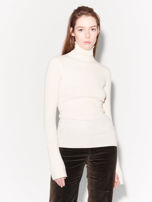 Ivory wool and cashmere rollneck sweater
