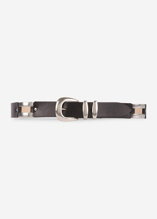 Black leather cowboy belt