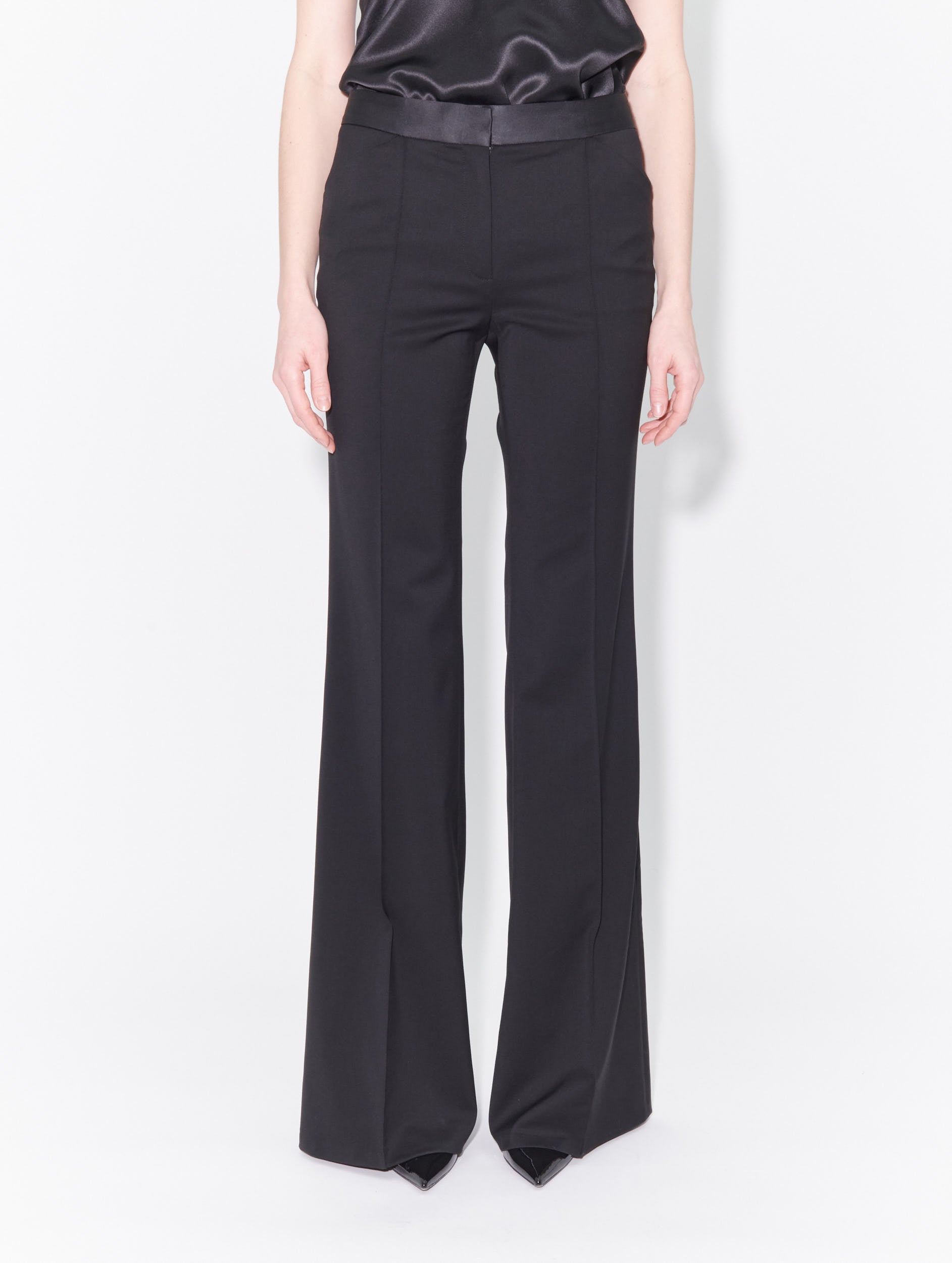 Flared wool gabardine suit trousers